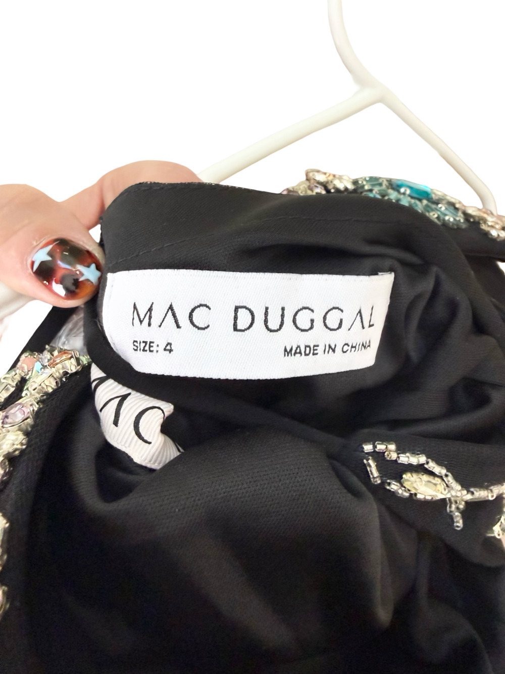 Mac Duggal 42006 Black V-Neck Beaded Floral Cami Gown - Picture 11 of 14